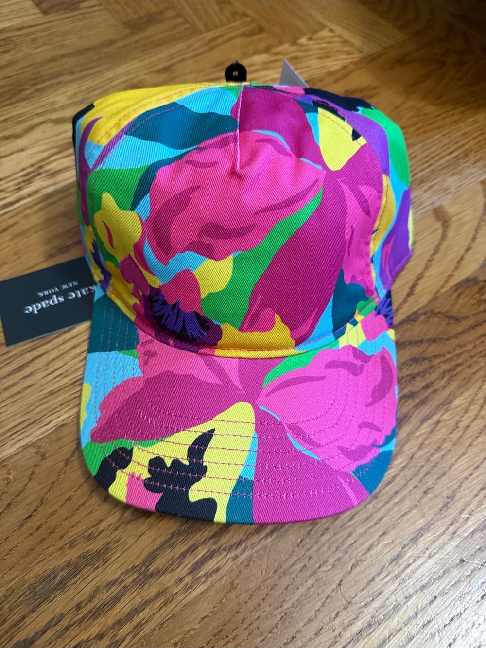 kate spade Multicolor Floral Baseball Cap with orchid  Blooms NWT